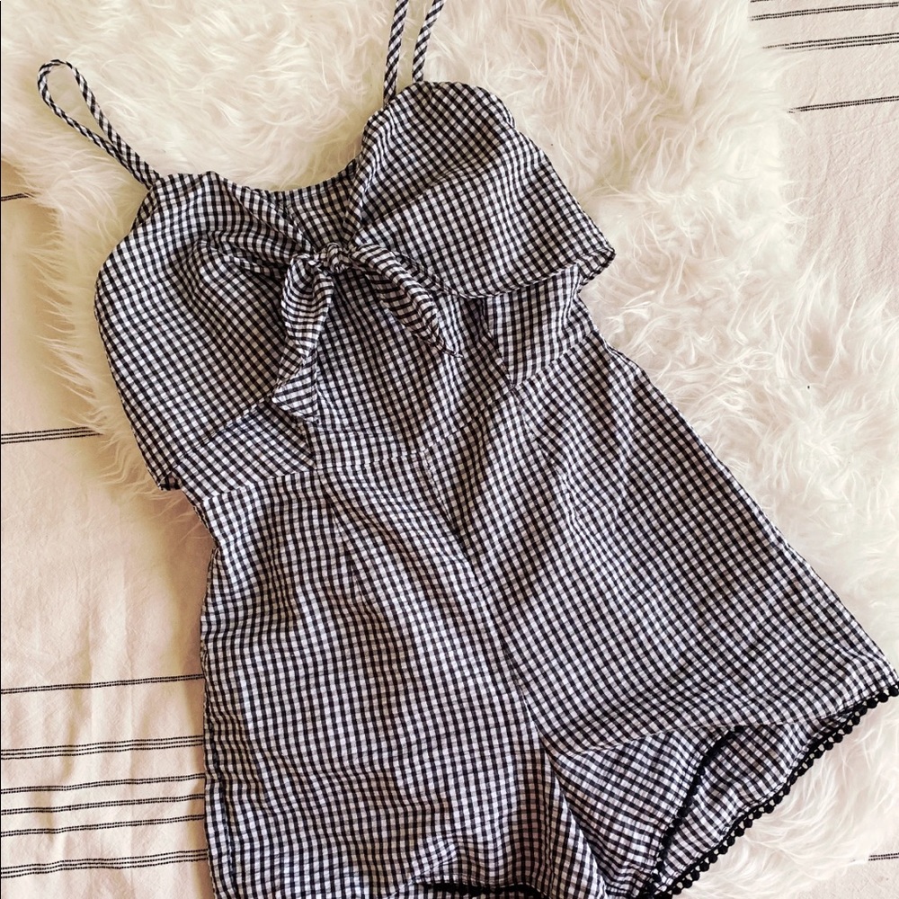 Gingham Tie Front Romper